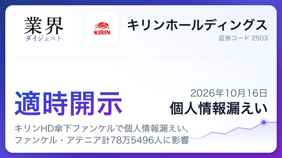 キリンHD傘下ファンケルで個人情報漏えい、ファンケル・アテニア計78万5496人に影響