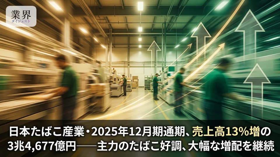 JT・2025年12月期通期、営業利益176%増の8,670億円——カナダ訴訟引当金の剥落で大幅増益、医薬事業は譲渡完了