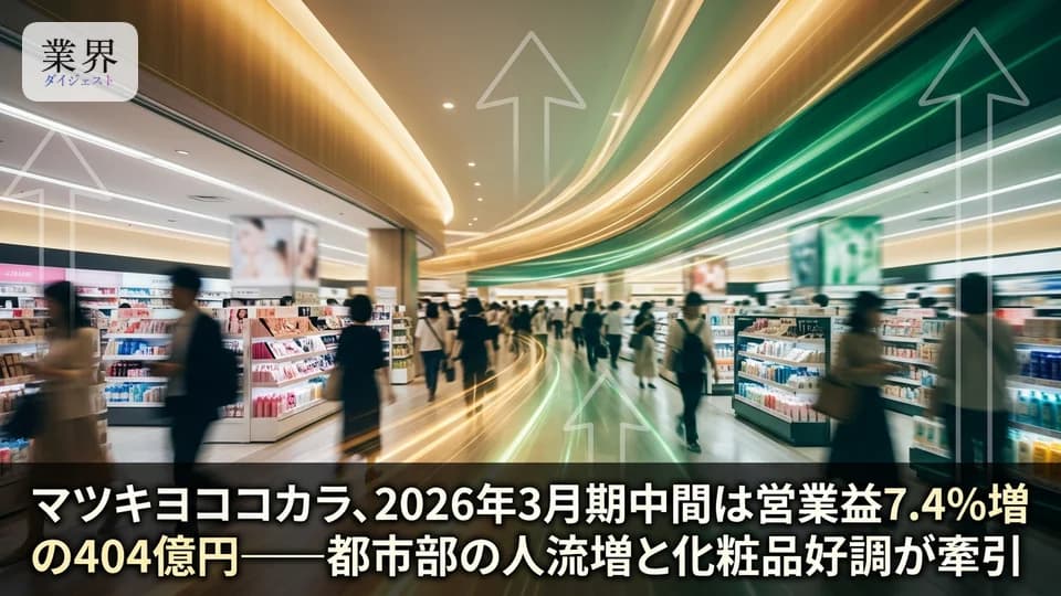 マツキヨココカラ、2026年3月期中間は営業益7.4%増の404億円——都市部の人流増と化粧品好調が牽引