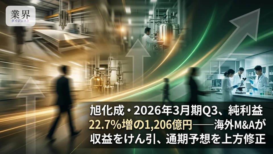 旭化成・2026年3月期Q3、純利益22.7%増の1,206億円——ヘルスケア・住宅の成長が牽引、事業構造改革も加速
