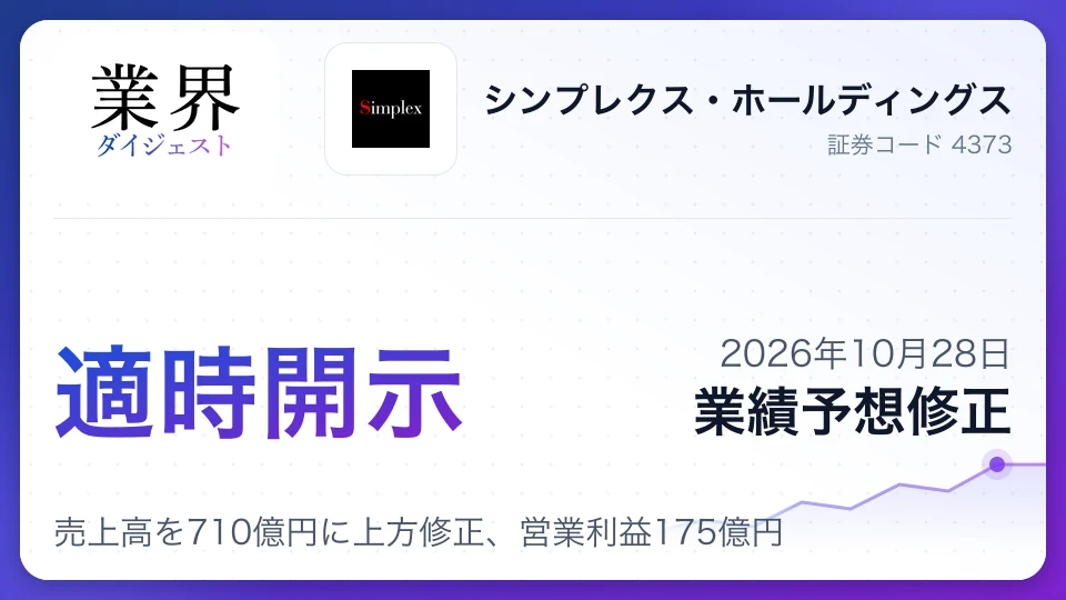 シンプレクス・ホールディングス、2027年3月期売上高を710億円に上方修正、営業利益175億円
