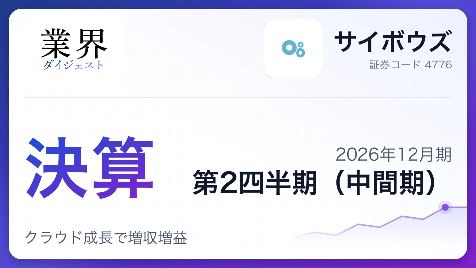 サイボウズ、2026年12月期第2四半期決算、クラウド成長で増収増益