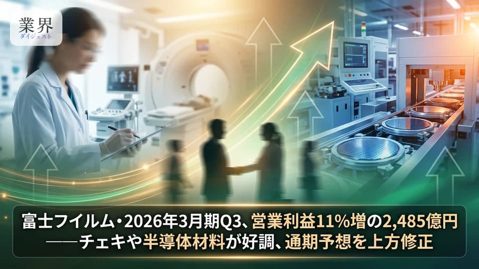 富士フイルム・2026年3月期Q3、営業利益11%増の2,485億円——イメージングと半導体材料が牽引、通期予想を上方修正