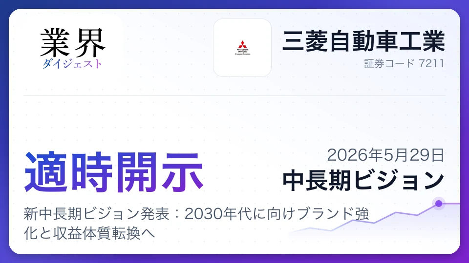 三菱自動車、新中長期ビジョン発表:2030年代に向けブランド強化と収益体質転換へ