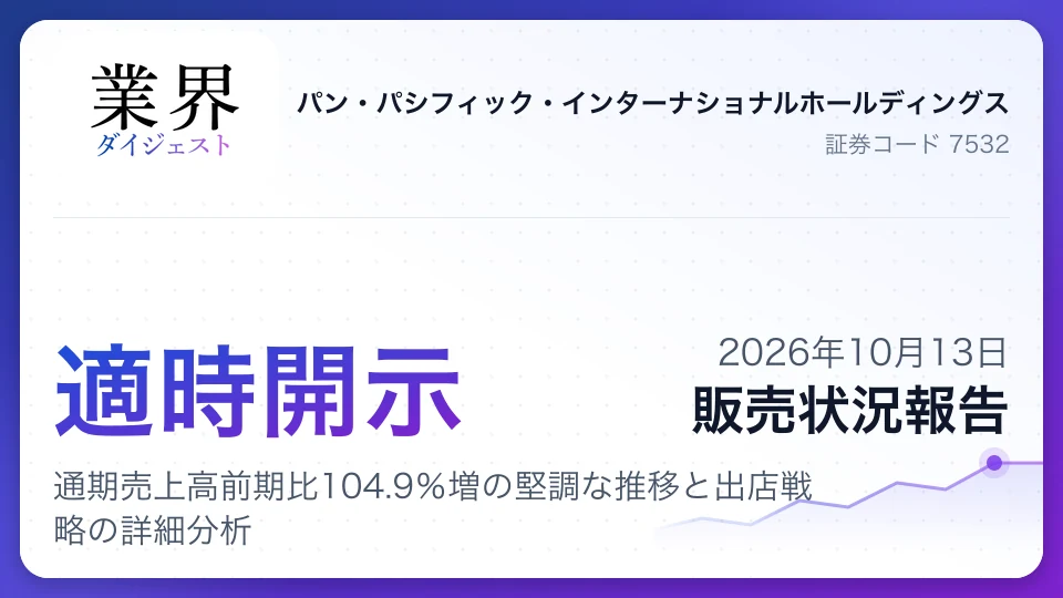 ドンキUNYの9月販売実績、通期売上高前期比104.9%増の堅調な推移と出店戦略の詳細分析